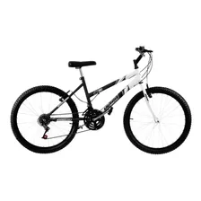 Bicicleta De Passeio Ultra Bikes Bike Aro 24 Bicolor 18 Marchas Freios V-brakes Cor Preto/branco