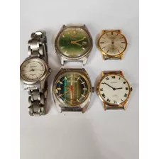 Lote Com 5 Relógios Para Consertar Ou Retirar Peças. (43)