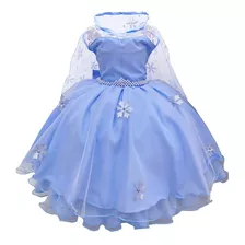 Vestido Frozen Capa Azul Serenity Festa Infantil Tema Elsa