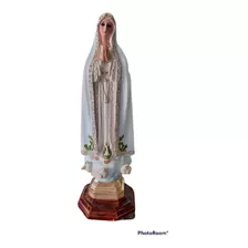 Virgen De Fátima De 38 Cm De Resina Ojos De Cristal