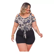 Conjunto Feminino Plus Size Short E Blusa Moda Verão 44 Á 54