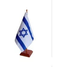 Bandeira De Mesa De Israel Com Mastro De Madeira