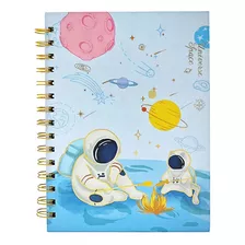 Cuaderno Austronauta Libreta Anotador Anillado Tapa Dura Color Celeste