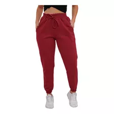 Calça Feminina Plus Size Moletom Cós Alto Com Bolsos Moda