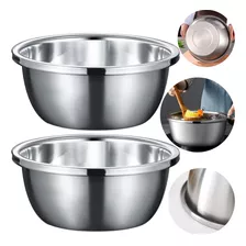 6 Bowl Tigela Bacia Europa Saladeira Com Borda Inox 28 Cm Cor Prateado