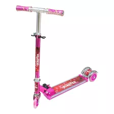 Scooter Infantil Musical Con Luces - De Aluminio 100kg Rosa