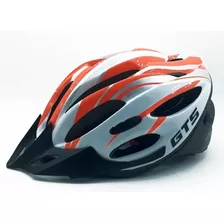 Capacete Com Sinalizador Led Ciclismo Bike Preto Gts Cor Laranja/branco Tamanho G-56 Ao 62cm