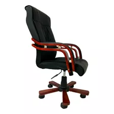 Silla Sillón Acolchonado Oficina Base Y Posabrazos Madera