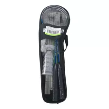 Kit Badminton Completo 4 Raquetes 4 Petecas 1 Tubo 1 Rede Cor Raquetes (verde E Azul)