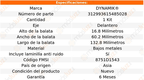 Balatas Bajos Metales Del Elantra Coupe L4 1.8l 13 Dynamik Foto 3