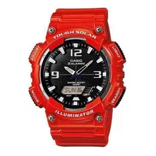 Reloj Para Hombre Casio Aq-s810wc-4av Rojo Color Del Fondo Negro