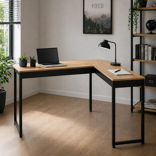 Mesa De Escritório Em L Design Clean Profissional Mel