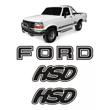 Kit Adesivos Ford Hsd F-1000 1993/1995 Emblemas Prata/preto Cor Preto