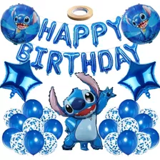 Decoración Globos Kit Lilo Y Stitch Niño Azul 