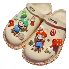 Set De Pines Mario Accesorios Para Sandalia Tipo Crocs