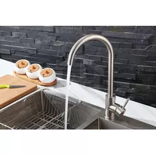 Torneira Misturador Bancada Gourmet Articulável Aço Escovado Cor Metal, Escovado