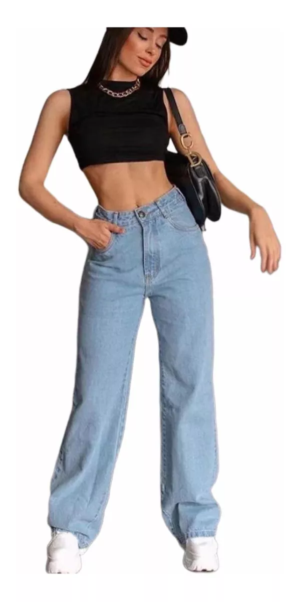 Calça Jeans Feminino Wide Leg Pantalona Retrô Perfeita Moda