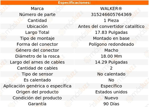 Sensor Ox O2 Antes Cc Toyota Paseo 1.5l 4 Cil 92/95 Walker Foto 6