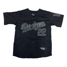 Camiseta Casaca Mlb Los Angeles Dodgers 22 Kershaw Black- Xl