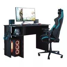 Mesa Escrivaninha Gamer Design Inovador Em Preto Fosco 3875