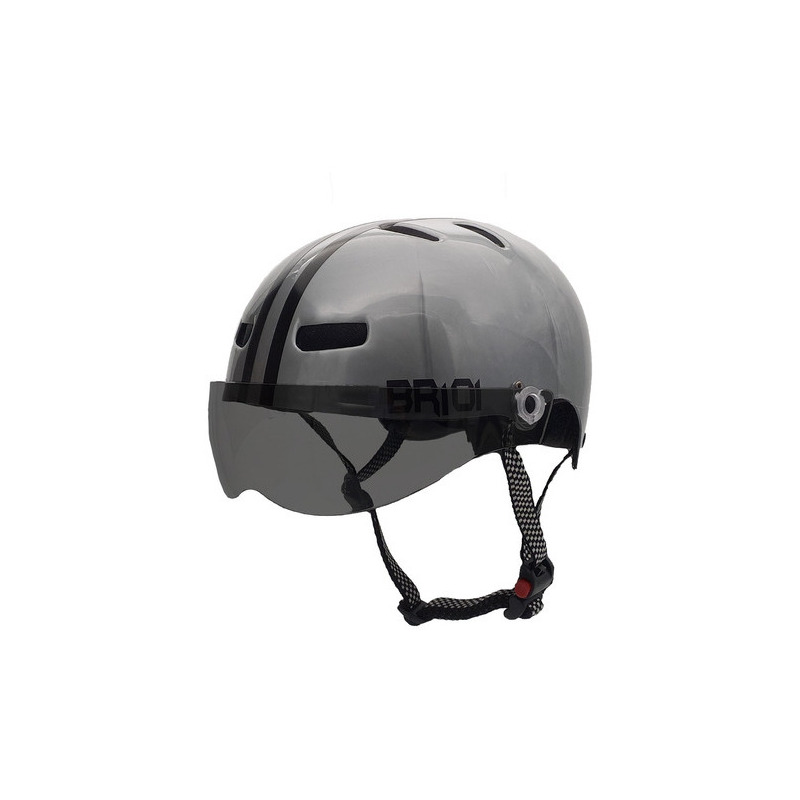 Capacete Coquinho Scooter Elétrica Bike Skate Patinete Br101 Premium Branco  Viseira Fume (G - VESTE 59/60)