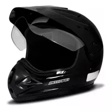 Capacete Moto Ebf Motocross Fechado Com Viseira Motard Solid Cor Preto Tamanho Do Capacete 58