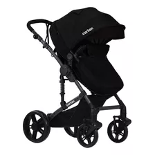 Coche Bebe Cartan Plegable Liviano Convertible Cuna Asiento Color Negro Chasis Gris Grafito