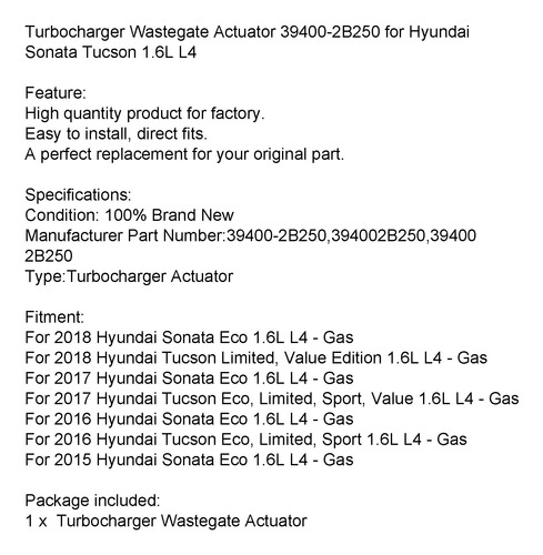 Turbocharger Wastegate Actuator Para Hyundai Sonata Tucson Foto 6