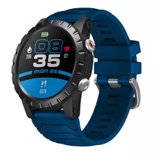 Reloj Smartwatch Deportivo Gps Zeblaze Stratos 100 Deportes Color De La Caja Azul Color De La Malla Blanco Color Del Bisel Negro Diseño De La Malla Negro