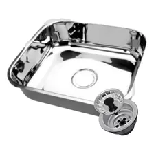 Cuba Inox 40x34x17 - Aço 304 - Tecnocuba + Válvula Cor Inox Polido - Alto Brilho