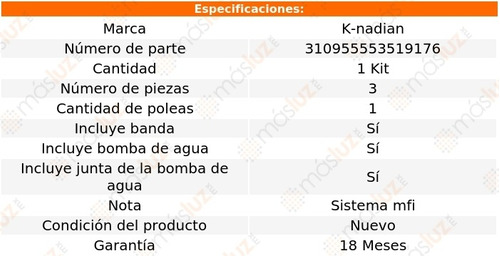 Kit Distribucin Bomba Agua Fox L4 1.8l 87-93 K-nadian Foto 3