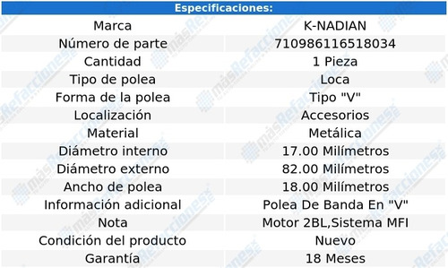 Polea Tipo  V  Metalica Pickup L4 2.3l 93 Al 95 Foto 3