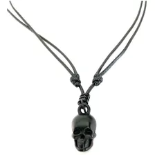 Cordão Colar Ajustável Masculino - Caveira Skull Black