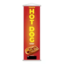 Banner Temos Hot Dog Diversos Sabores Lanche 100x30cm