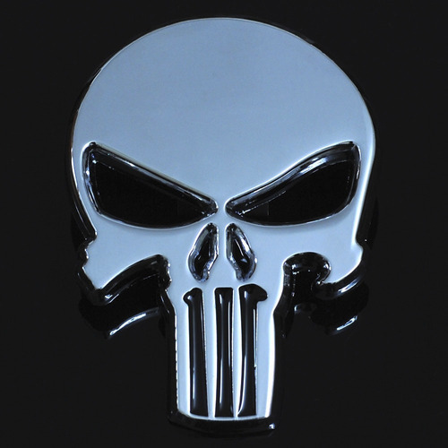 Emblema Sticker Cromo Metalico Calavera Punisher Auto Moto