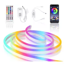 Tiras De Led Luz De Neón Rgb 5m Ip68 App Bluetooth + Control