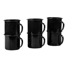 Juego De 6 Tazas Para Café De Peltre Negro Jaspeado Cinsa