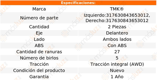 2- Mazas Delanteras Con Abs Outback 4 Cil 2.5l 2005/2009 Tmk Foto 2