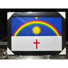 Quadro Bandeira De Pernambuco 33x24cm Moldura E Vidro