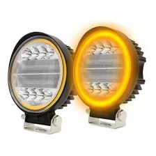 Par Farol De Milha Redondo Led 12-24v Trator Agricola 72w