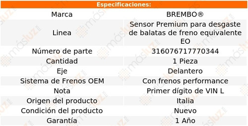 1.sensor Para Balatas Delantera Bmw 118i 18/22 Brembo Foto 2