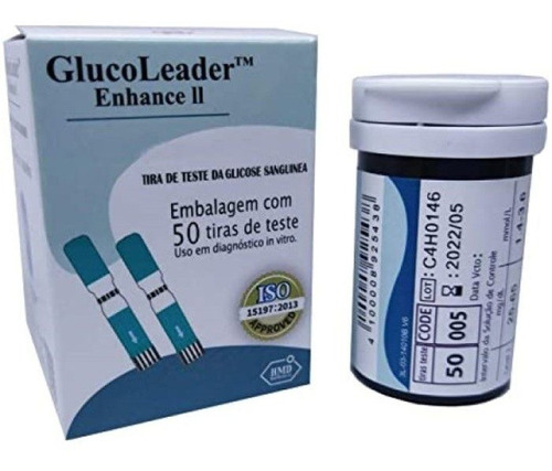 50 Tiras Fitas Reagentes Glucoleader Enhance Original Novo