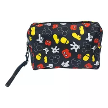 Necessaire Retangular Mickey Assinatura Disney 21x28 Cm Cor Preto Desenho Do Tecido Mickey Mouse