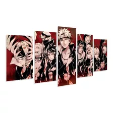 Kit 5 Quadro Mosaico Akatsuki Vermelho Sketch Naruto Clã