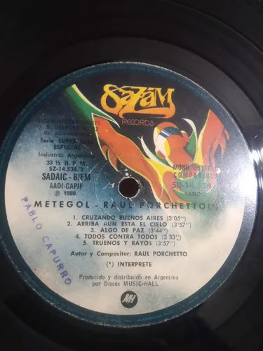 RAÚL PORCHETTO - Metegol - vinilo 1980