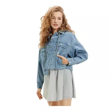 Chamarra De Mujer American Eagle Corta De Denim Con Capucha