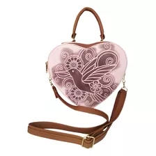 Bolsa Cruzada Forma Corazón Colibrí Cinceldado Vinipiel Dama