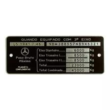 Plaqueta Da Cabine - Peso Por Eixos Mercedes Benz