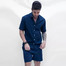 Kit Camisa E Shorts Masculino Azul Marinho