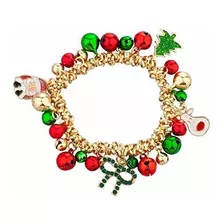 Lux Accesorios Tono Oro X-mas Vacaciones Cascabeles Pulsera 